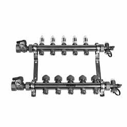 Rehau® Pro-Balance® XL 281871-001 Heating Manifold, 7-Outlet, Brass, 0 to 4 gpm, 1-1/4 in x 1-1/4 in, NPT x NPT